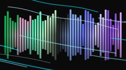 Symmetrical Purple Glowing Audio Equalizer Bars Vídeo Stock 333695809
