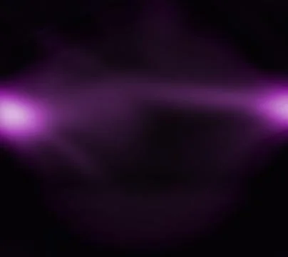 Symmetrical purple light haze pattern is forming blurred waves on deep black Illustrazione stock