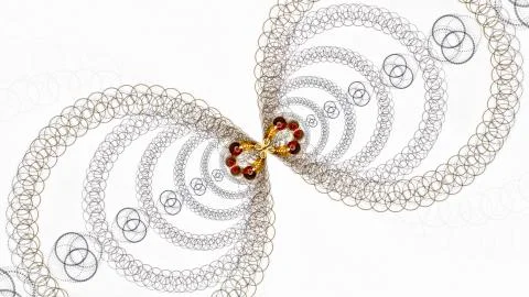 Symmetrical qubit quantum fractal pattern Illustrazione stock