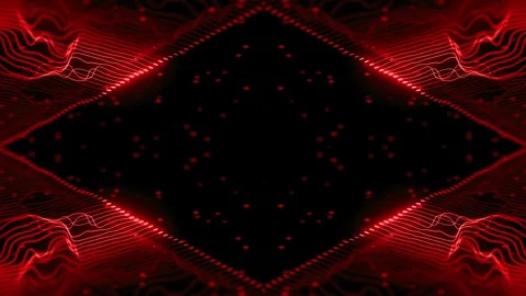 Symmetrical Red Glowing Waveform Frame - Seamless 3D Loop Animation Stock Footage 317727740