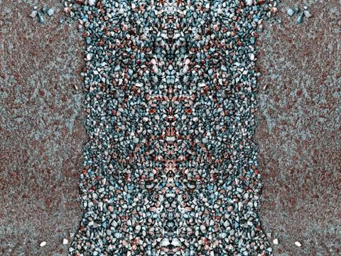 Symmetrical reflection. Textured abstract background of wet asphalting road. Stock Photos