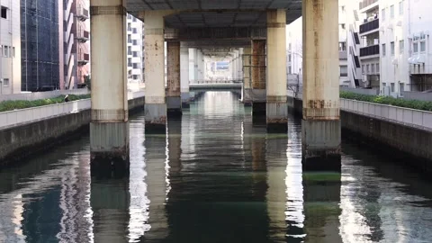 Symmetrical Reflections Under Urban Overpass 動画素材 307893241