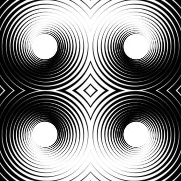 Symmetrical repeatable pattern with concentric circles, rings. Stock Illustration