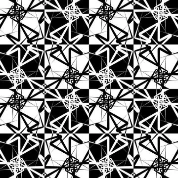 Symmetrical repeatable pattern with random lines. Vector. Stock Illustration