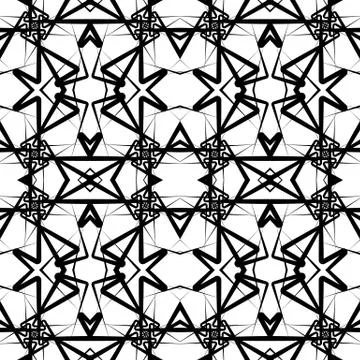 Symmetrical repeatable pattern with random lines. Vector. 스톡 일러스트
