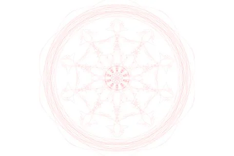 Symmetrical round pattern, red ornament with lines on a white background Stock Illustration