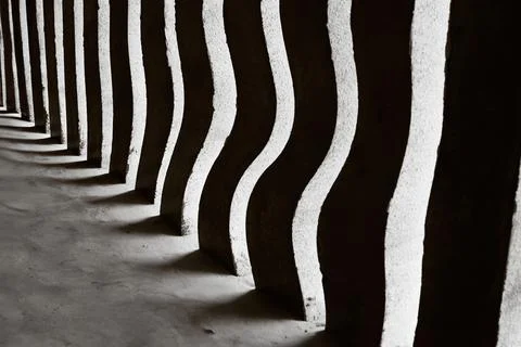 Symmetrical row of columns for maintain architectural structure, abstract a.. Stock Photos