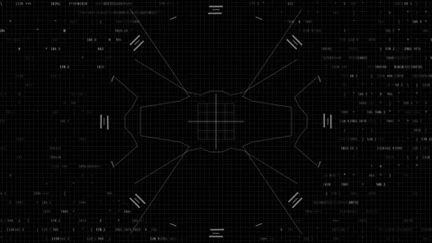 Symmetrical Sci-Fi Target Scanner HUD Overlay for Military Grid Data Stock Footage 346882169