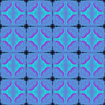 Symmetrical seamless contour graphic pattern of blue flowers on a blue Stock Illustration