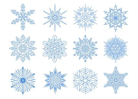Symmetrical snowflake set. Vector illustration Stock Illustration