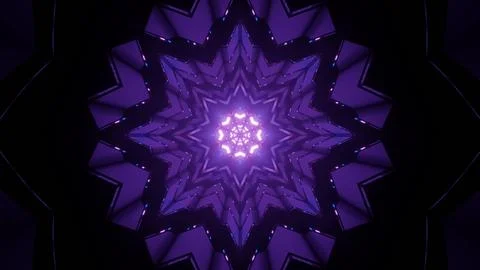 Symmetrical snowflake shaped pattern with glowing lamps in 3D illustration 库存插图