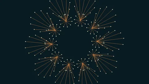 Symmetrical spiral of connected dots creates circular pattern Vídeos de archivo 285684629