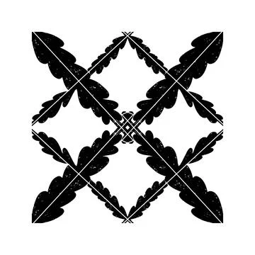 Symmetrical Textured Graphic Element Vector  Abstract Ornamental Design, Deco Stock Illustration