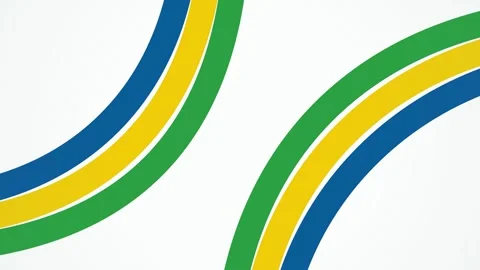 Symmetrical three striped rainbow arcs loop seamlessly on a white background Stock Footage 341492455