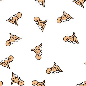 Symmetrical tonic neck reflex vector seamless pattern Stock Illustration