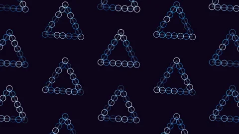 Symmetrical triangle pattern with connected lines Stock Footage 258927009