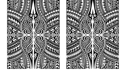 Symmetrical Tribal Tattoo Pattern - Polynesian Maori Inspired Art Illustrazione stock