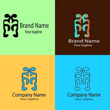 Symmetrical Unity Symbol Unique Logo Design Stock Illustration