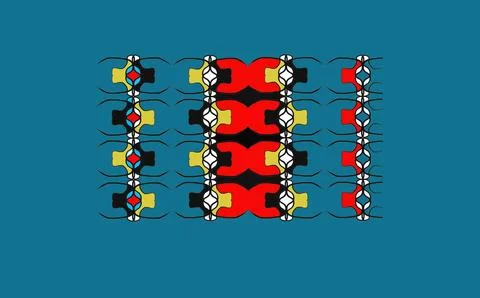 Symmetrical vertebrae pattern on teal background 스톡 일러스트