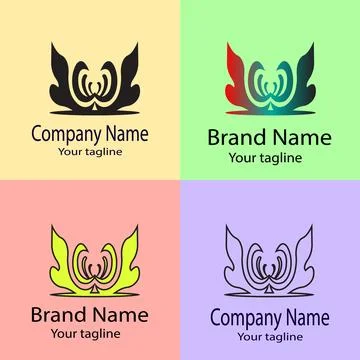 Symmetrical Winged Crest logo Stock Illustration