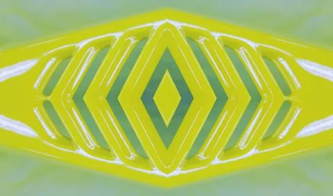 Symmetrical Yellow Abstract Pattern With Glossy Geometric Reflection Design Stockfoto's