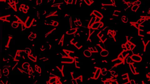 Symmetrically Rotating Red Latin Letters And Ligatures Seamless Loop Stock Footage 343092971