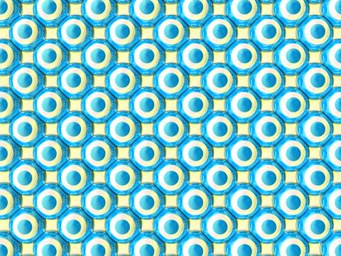 Symmetrically side by side distributed blue and white colored spheres Stock Illustration