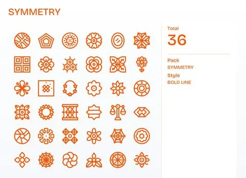 Symmetry Exclusive Vector Set featuring 36 Bold Line Editable Retina Ready .. Stock Illustration