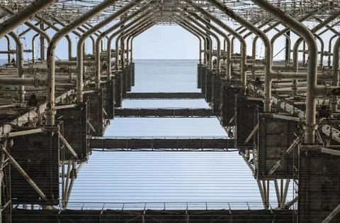 Symmetry pattern industrial engineering old secret army soviet radar in Stock Photos