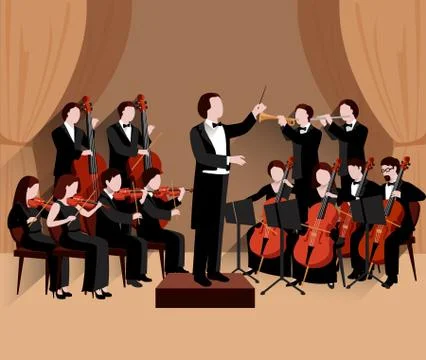 Symphonic Orchestra Flat Stock Illustration