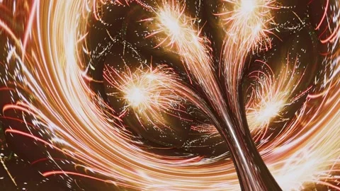 A Symphony of Light: Immerse Yourself in a Dazzling GPU-Rendered Firework Show Stock-Footage 266064786
