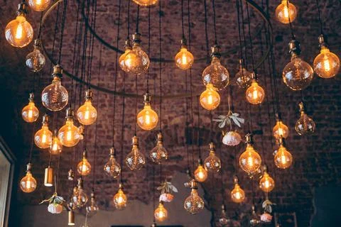 A Symphony of Light in Moscow Brick-Lined Interior Stock Photos
