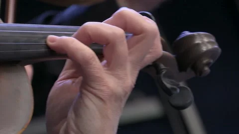 Symphony orchestra the musician's hands play a bow on the violin. Stock Footage 155003243
