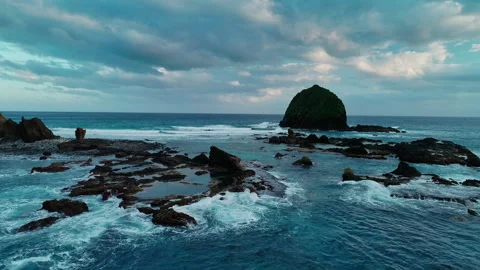 Symphony of solitude: Lord Howe's rugged, moody coastline Stock Footage 250798049