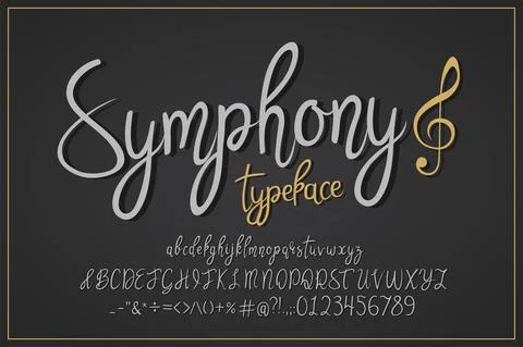 Symphony. Vector vintage typeface. Illustrazione stock
