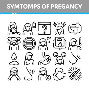 Symptomps Of Pregancy Element Vector Icons Set Illustrazione stock