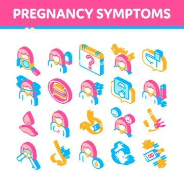Symptomps Of Pregnancy Element Vector Isometric Icons Set Illustration