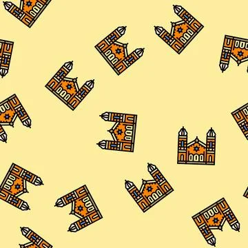 Synagogue building jewish vector seamless pattern Stock Illustration