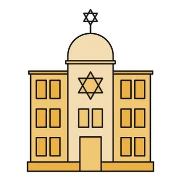 Synagogue building with star of david symbol on facade Stock Illustration
