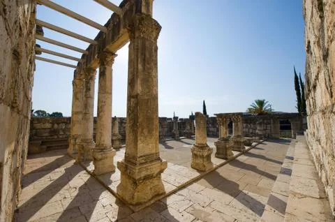 The synagogue of Capernaum Foto stock