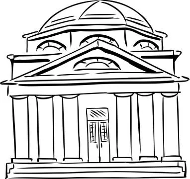Synagogue with Domed Roof Stock Illustration