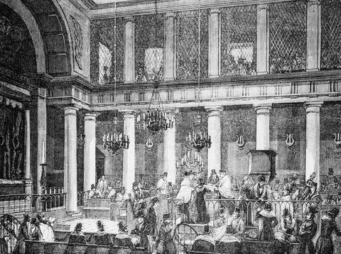 Synagogue, tableau de paris par edmond texier,editeur paulin et le chavalier イラスト素材