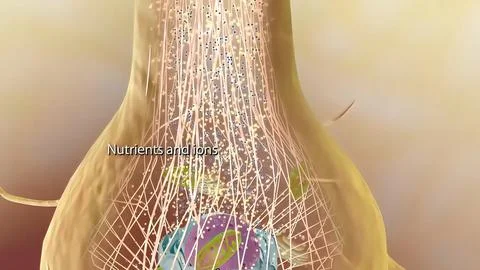 Synapse and Neurons sending electrical signals and chemical signaling Stock Illustration