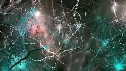 Synapse and Neurons sending electrical signals and chemical signaling Illustrazione stock