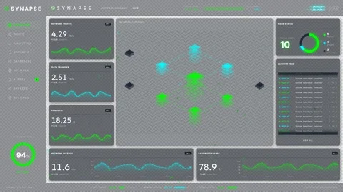 SYNAPSE Heads-Up Display Landscape UI - Network Forensics Telemetry 1 Stock Footage 334582174