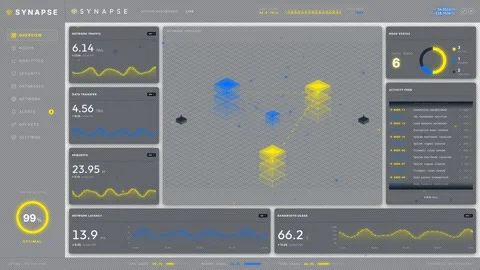 SYNAPSE Heads-Up Display Landscape UI - Network Forensics Telemetry 6 Stock-Footage 334582473