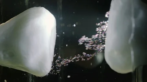 Synapse releasig neurotransmitter molecules Stock Footage 105066543