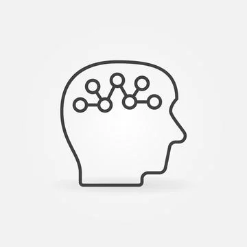 Synapses in Brain vector Human Head concept line icon Stock Illustration