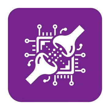 Synaptic connection icon purple square design for artificial neural network.. Stock Illustration