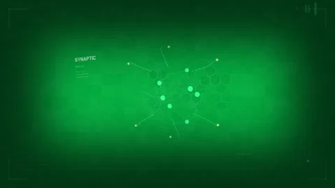 SYNAPTIC HUD reacting to node appearing forming hex grid pulsing rings showing Video stock 333972038